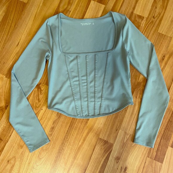 Abercrombie Square Neck Corset Long Sleeve Top - Picture 2 of 7